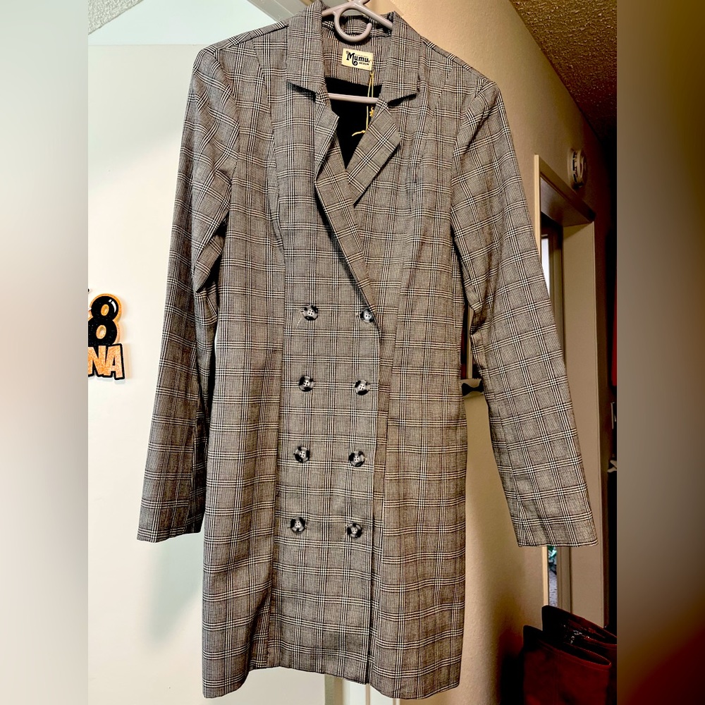 Plaid double Breasted Blazer Medium